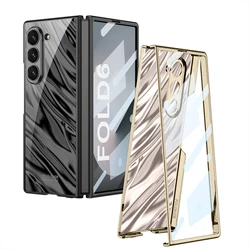 Transparent Hard PC Electroplated Frame Wave Card Phone Cover For Samsung Galaxy Z Fold 6 Case with Screen Protector