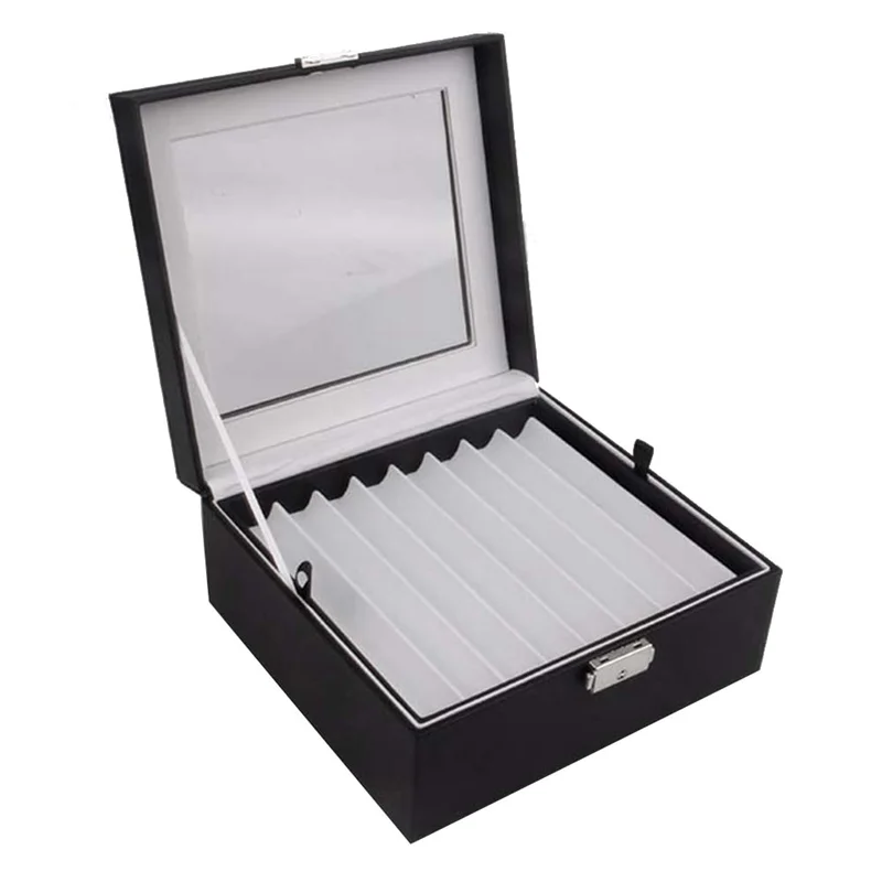 16 Slots Wood Pen Display Box Pen Fountain Storage Case Wooden Showcase Transparent Window Stationery Case-Collection