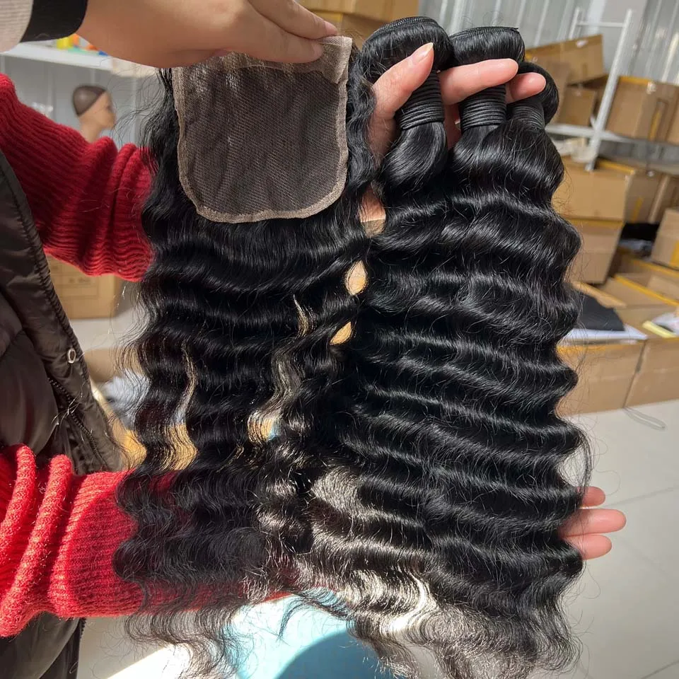 

Наборы натуральных волос Loose Deep Wave с фронтальным закрытием 4x4 13X4 и HD прозрачным кружевом, 100% натуральные необработанные волосы, выгодные предложения