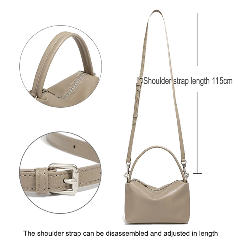 2026 New Retro Women\'s Genuine Leather Crossbody Handbag  Female Pillow Bags Single Shoulder Messenger Bag for Ladies Commuting