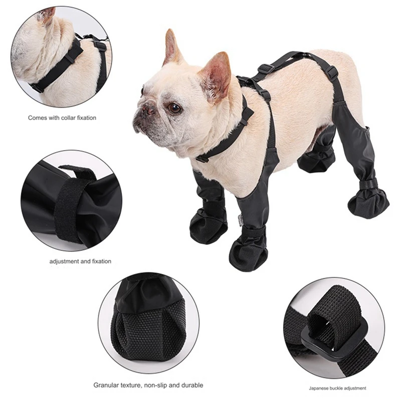 Zapatos para perros, botas impermeables ajustables para perros, zapatos transpirables para días lluviosos para caminar al aire libre, patas suaves de Bulldog Francés duraderas -L
