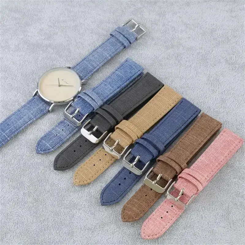 10mm 12mm 14mm 16mm 18mm 20mm 22mm Retro Watch Band Sport Denim Fabric Strap Men Women Universal Wristband Nylon Canvas Bracelet