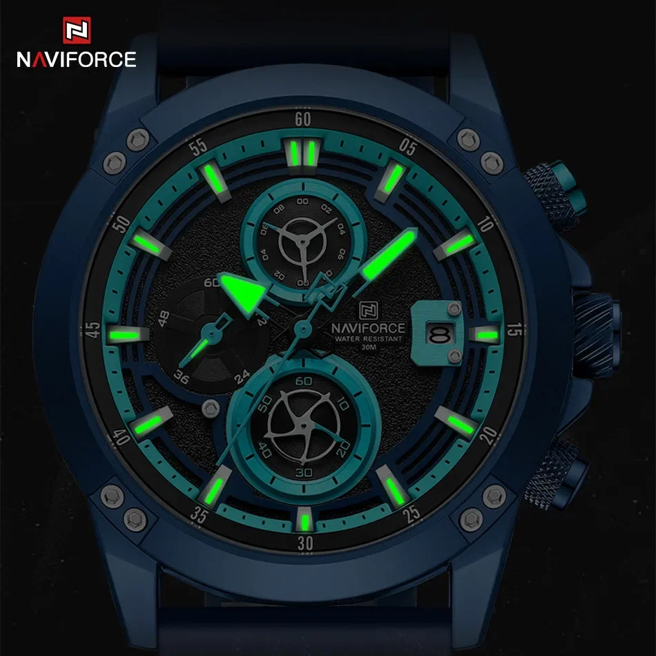 NAVIFORCE-Montre-bracelet de sport à quartz pour homme, bracelet en silicone, style militaire, étanche, 2023