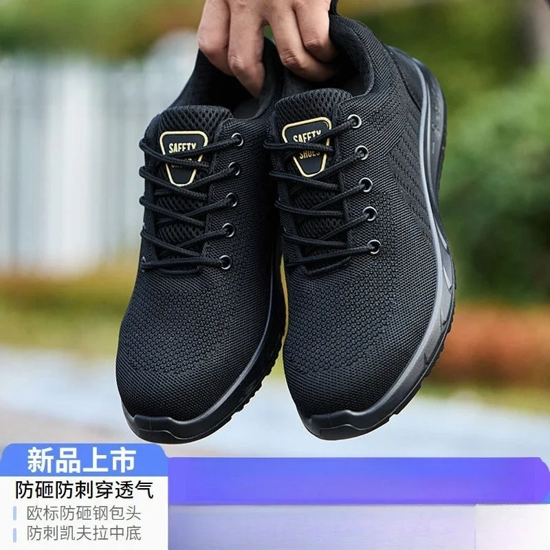 

DurableMen's Anti-smashing Anti-piercing Lightweight Breathable Steel Head Construction Site Wear-resistant Anti-manufacturing S