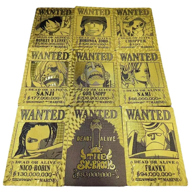 

One Piece Cartoon Gold Foil Paper Currency Anime Action Figure Cap Luffy Zoro Sanji Card Decoration Children Toys Birthdays Gift