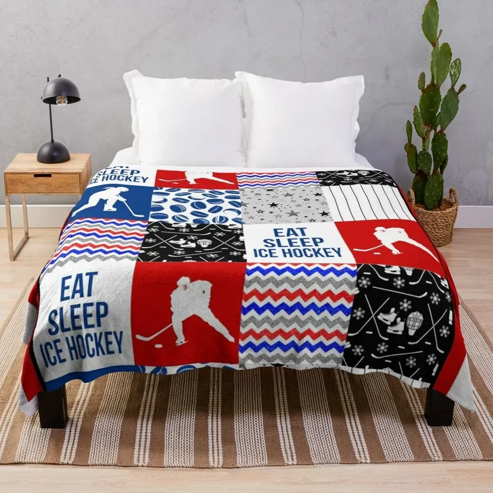 

Ice Hockeyl Eat Sleep Gift for Ice Hockey Boy Throw Blanket Hair Thermals For Travel Blankets