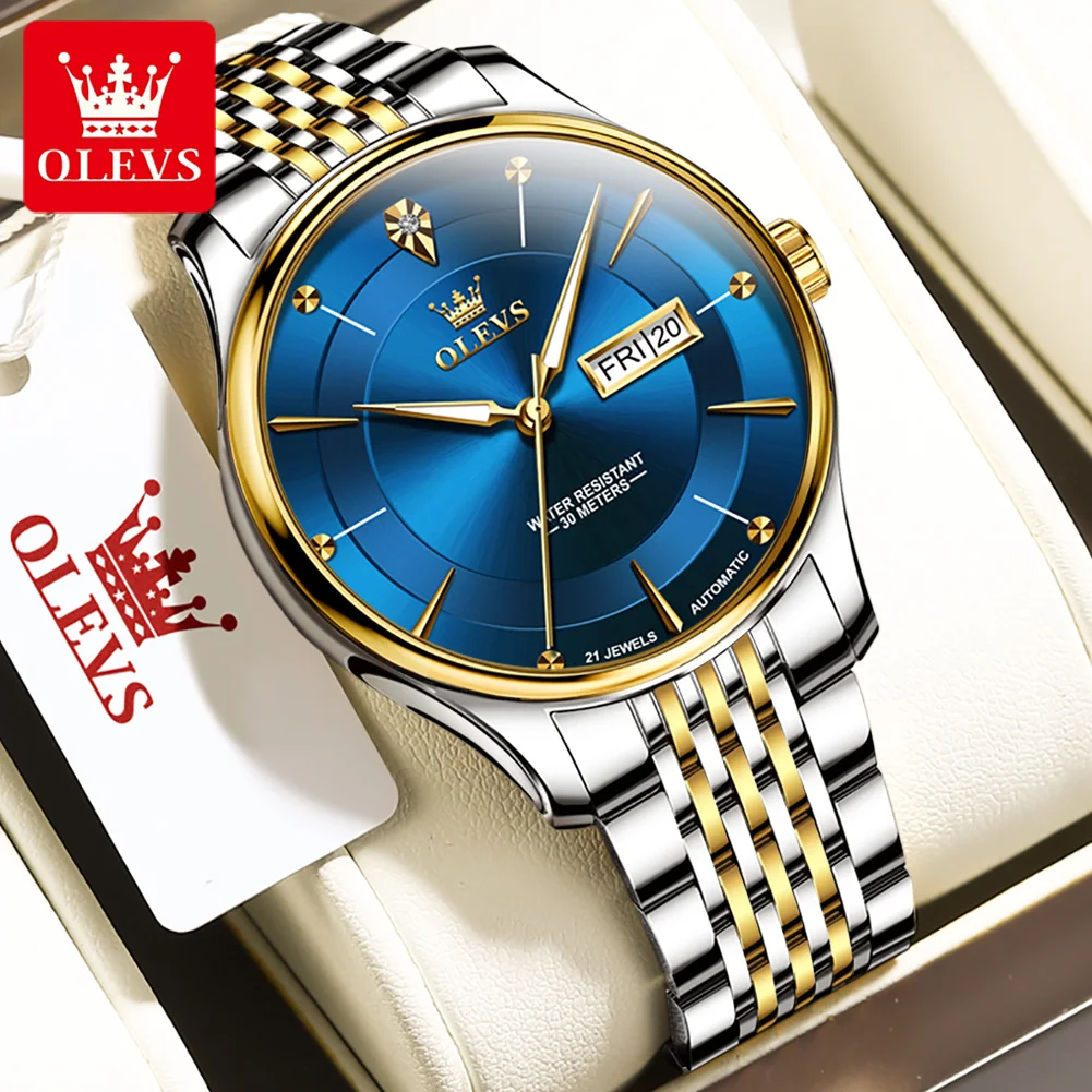 OLEVS 9927 Men's Watches Classic Calendar Stainless steel Luminous Waterproof Automatic Mechanical Watch