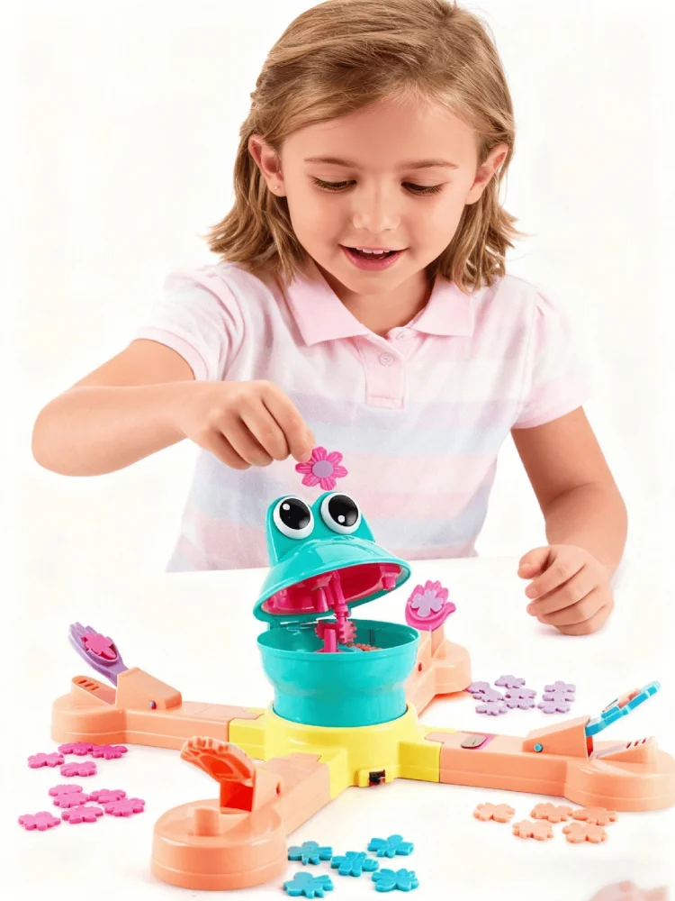 Kids Frog Feeding Board Game, Parent-Child Interactive Competitive Bean Eating Toy