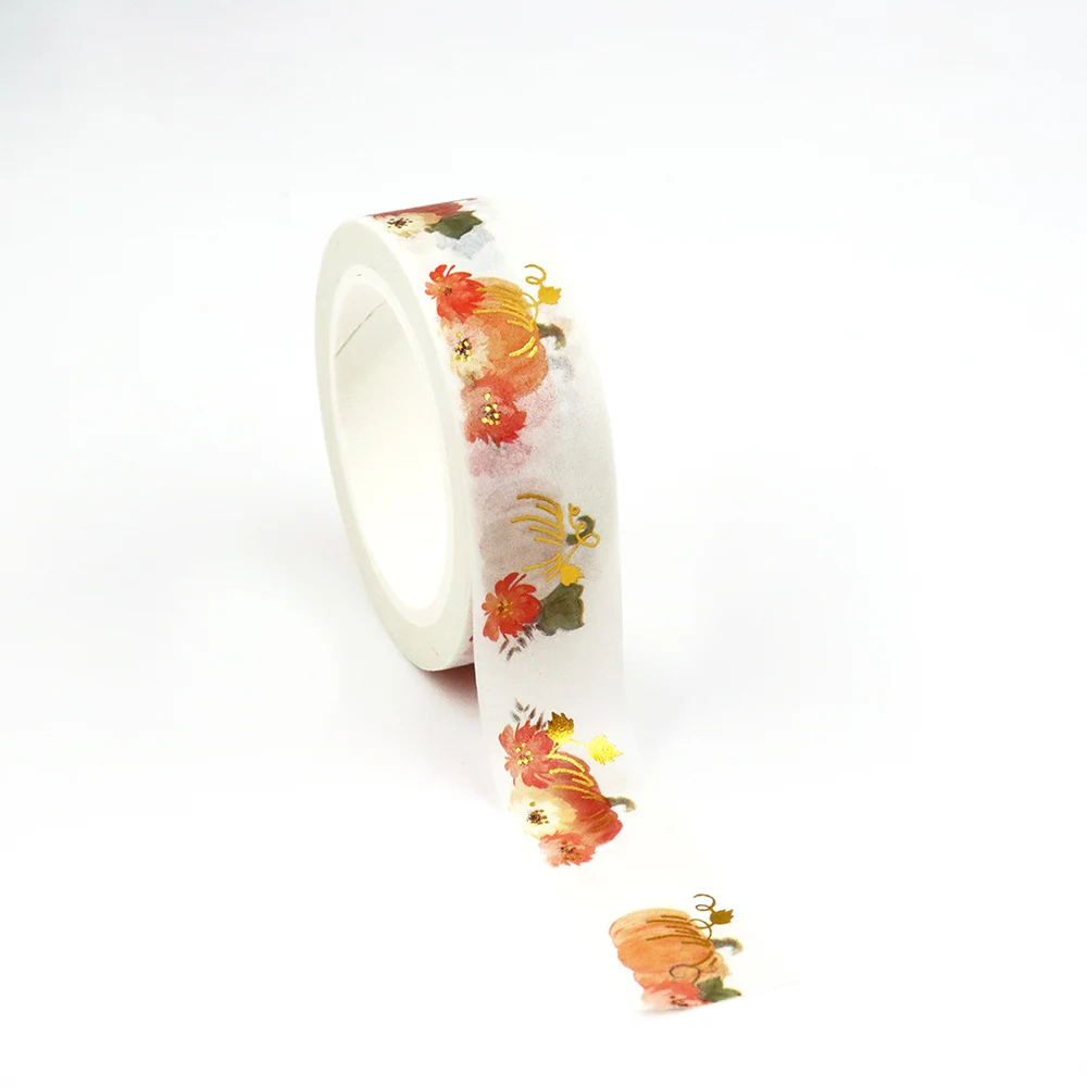 1PC 15MM*10M Seamless Watercolor Pumpkins fall patterns Washi Tape Sticky Adhesive Tape Scrapbooking Album DIY Decorative Tape