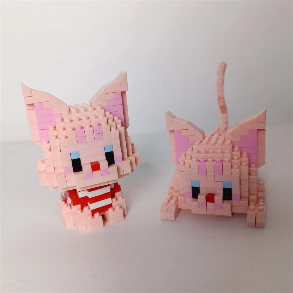 Dual Form Katze Form Haustier Serie Modell Micro Mini Bausteine Spielzeug Taschenformat Niedlichkeit Haustier Katze Display Dekor Gut für Mädchen