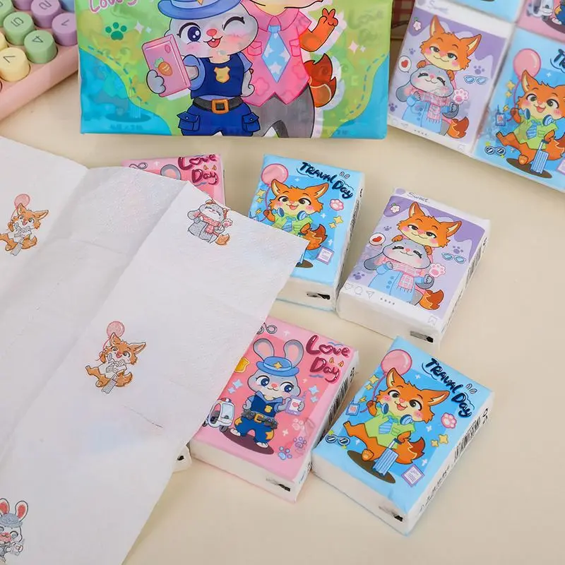

Zootopia Printed Handkerchief Tissue Cute Cartoon Student Pocket Portable Colorful Napkin Paper That Can Get Wet