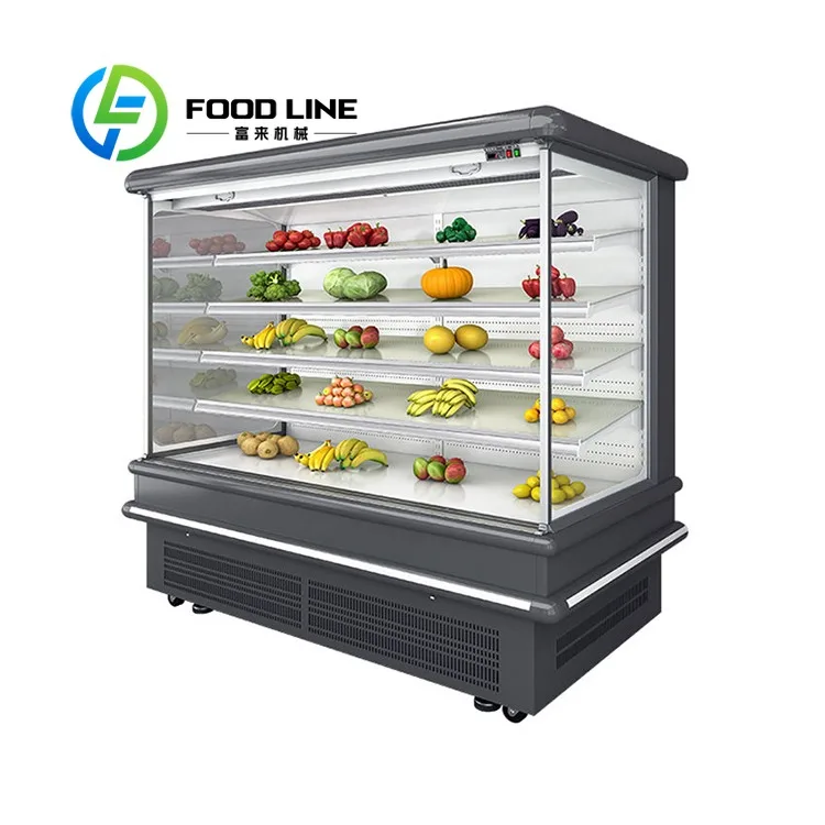 4 Shelves European Style High-quality Food Storage Supermarket Display Open Freezer Air Curtain Cabinet