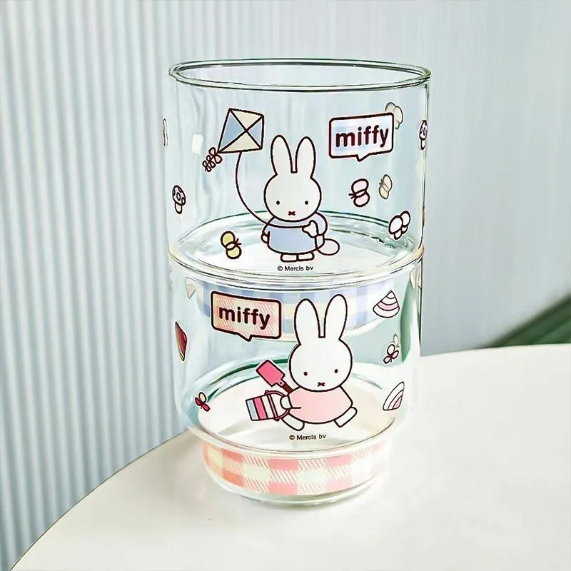 Cartoon Kawaii New Style 470ML Glass Cup Good Looks High Temperature Resistance Stacking Cup Couple Good Quality Gifts Miffy