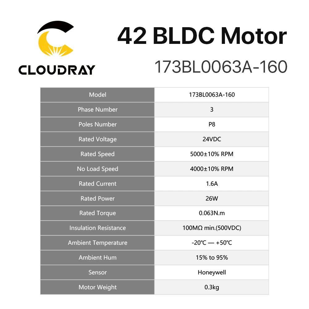 Cloudray Nema17 BLDC Motor 26W 42mm 3-Phase 4000Rpm 24VDC Square Brushless Motor with Hall-Sensor For 3D Printer