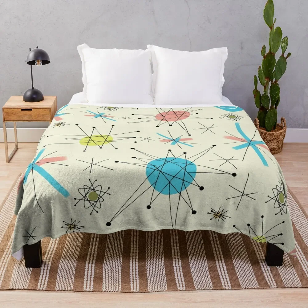 

1950's Atomic Starburst Throw Blanket For Decorative Sofa Luxury Brand Blankets Picnic Flannel Shaggy sofa bed Blankets