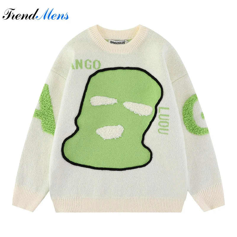 

Men's Vintage Printed Sweater Funny Design Street Couple Knitwear Harajuku Sweet Cool Couple Pullover Sueter Masculino Listrado