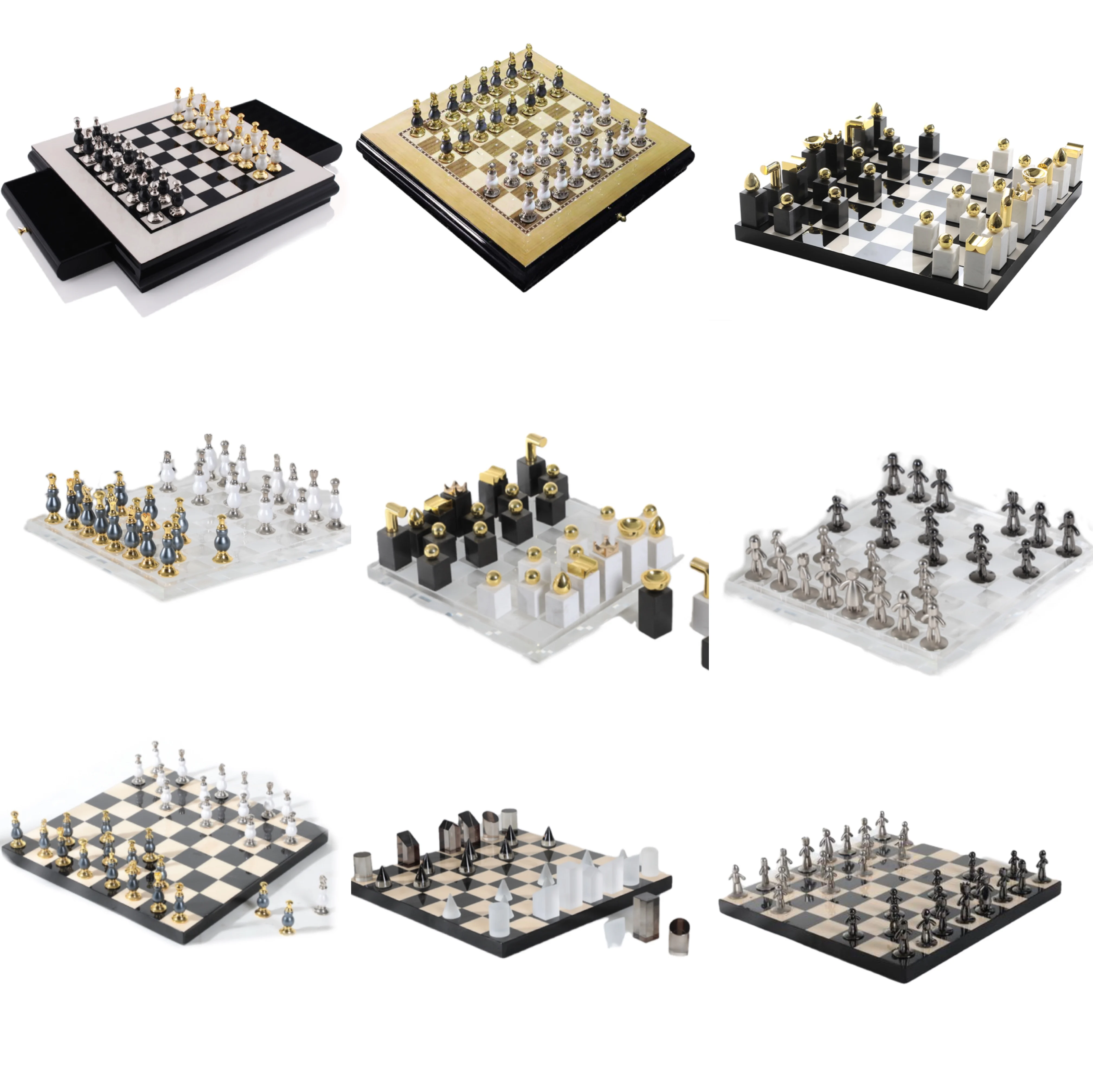 Simple European classic international black and white checkerboard horse hair creative ornament chess living room desktop modern
