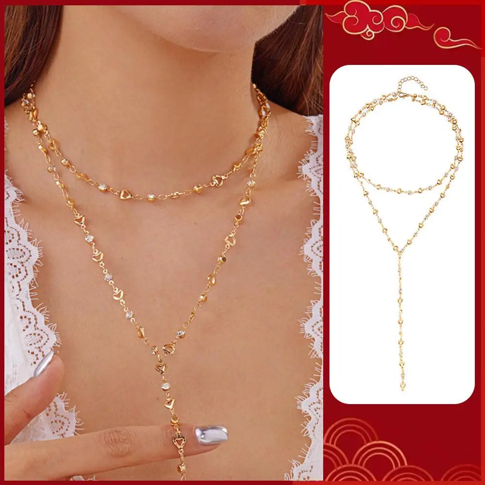 2025 New Luxury Crystal Zircon Necklace Bohemian Colorful Gifts Chain Long Y2K Collarbone Body Y-Shaped Jewelry Tassel Chok O5H2