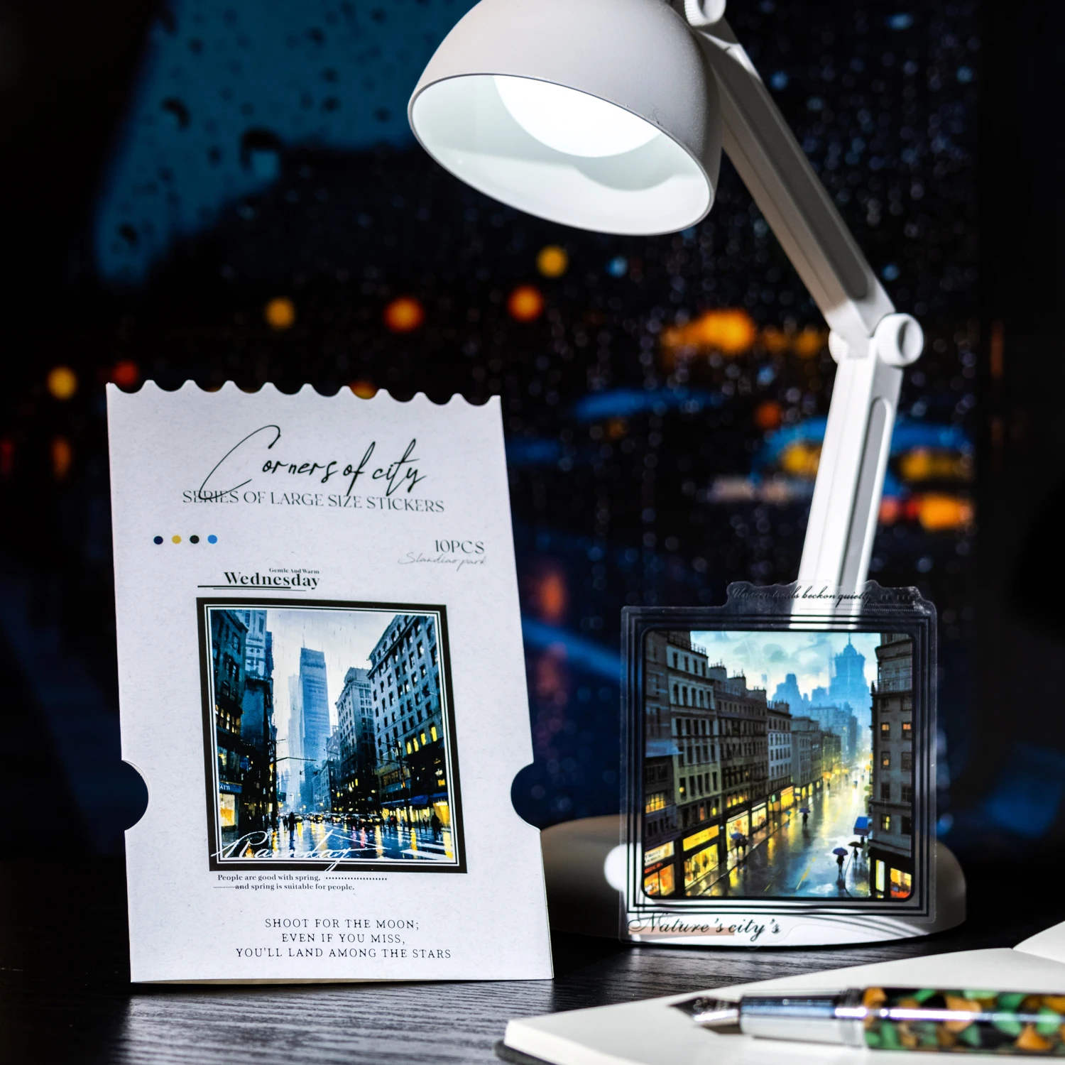 10 pcs/pack Night view of the city Theme PET Sticker Pack DIY Scrapbooking Collage Diary Aesthetics Decor Stationery Stickers