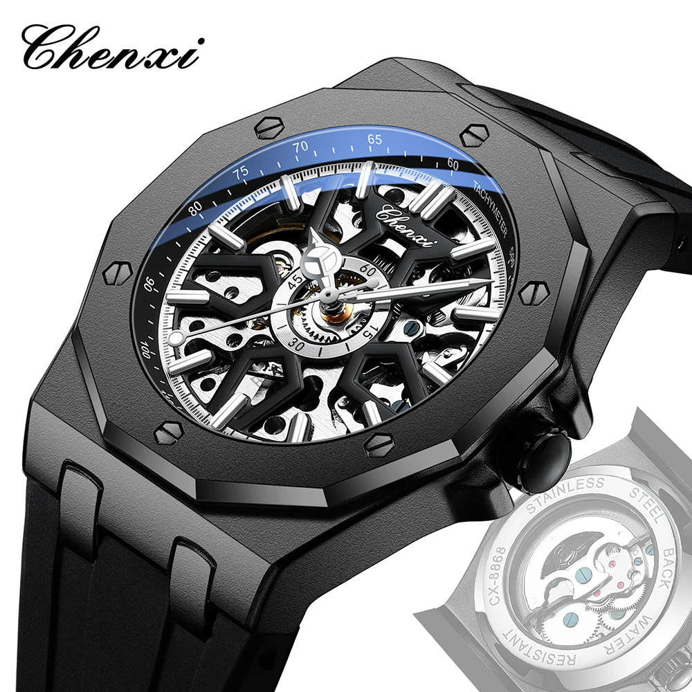 Fashin Chenxi Top Brand Men Mechanical Automatic Movement Luxury Luminous Waterproof Tourbillon Sports Waterproof Luminous Watch