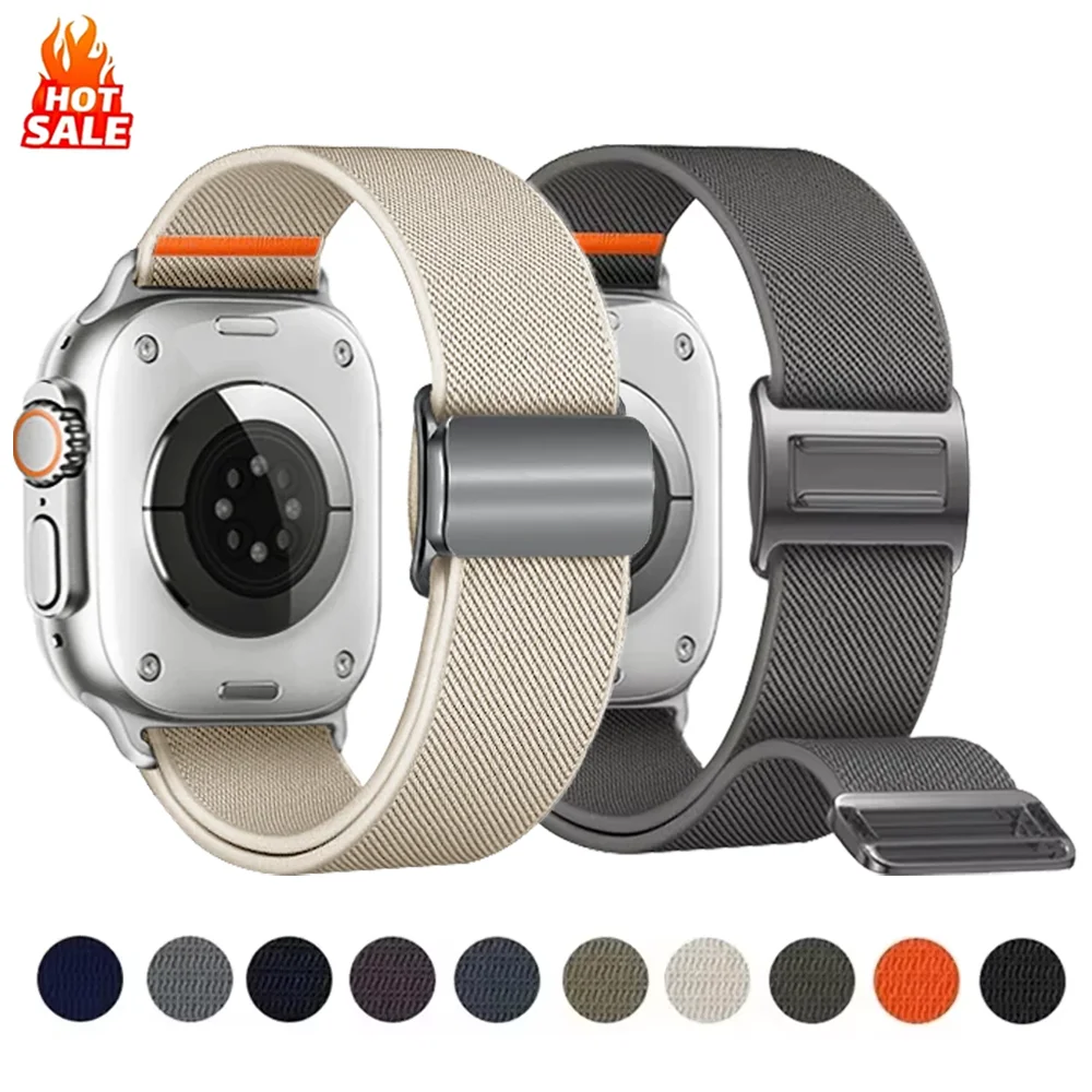 

Магнитный нейлоновый ремешок с петлей для Apple Watch Ultra 3 2 49 мм iWatch Series 11 10 SE 9 8 7 46 мм 42 мм 45 мм 44 мм 41 40 мм ремешок для браслета