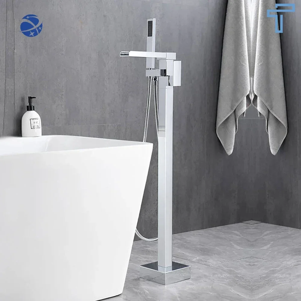 

Original brand newFactory Wholesale Price Classic Simple Square Bathroom Waterfall Large Flow Floor Standing Bathtub Faucet