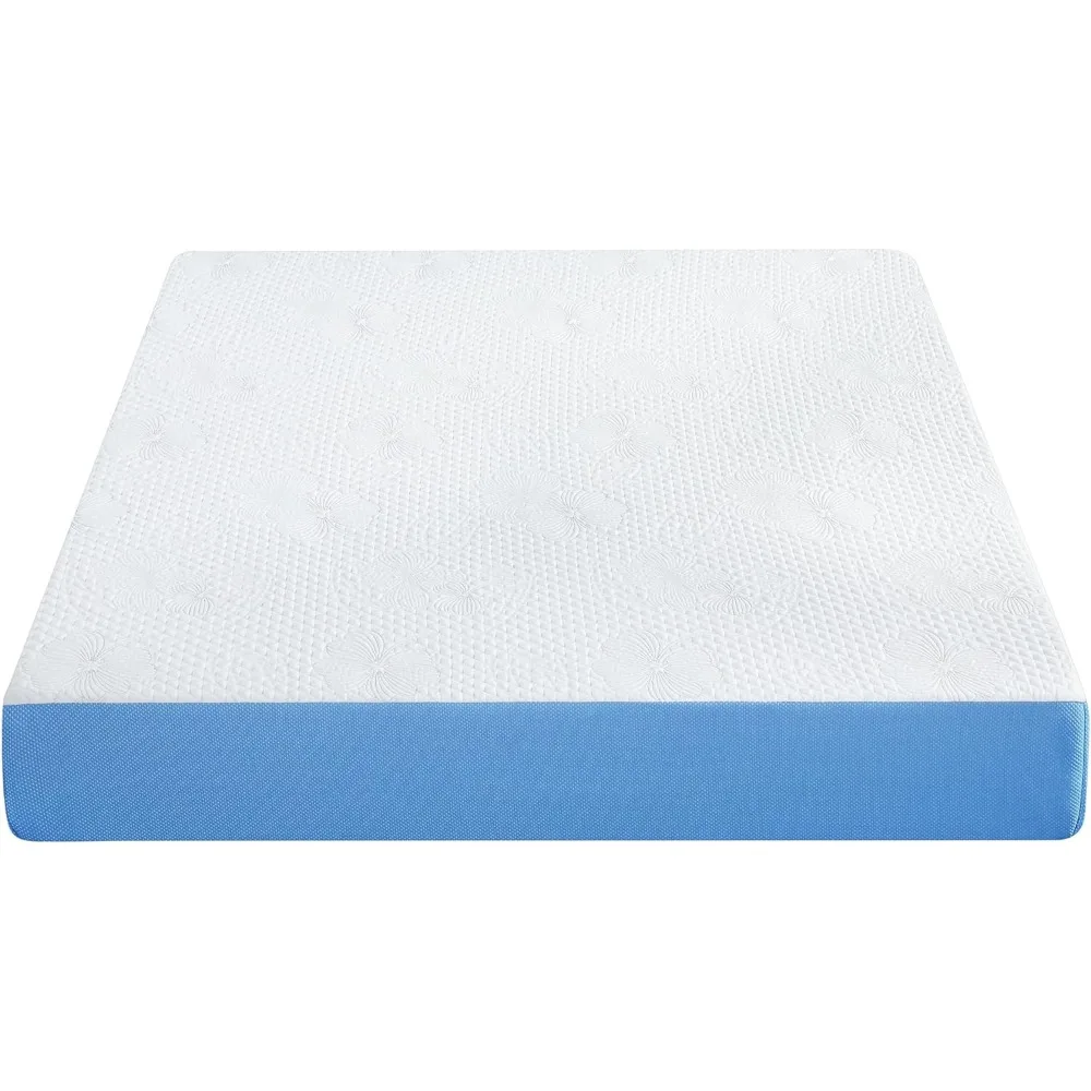 8 Inch Ventilated Gel Infused Memory Foam Mattress, CertiPUR-US® Certified, Blue, Full