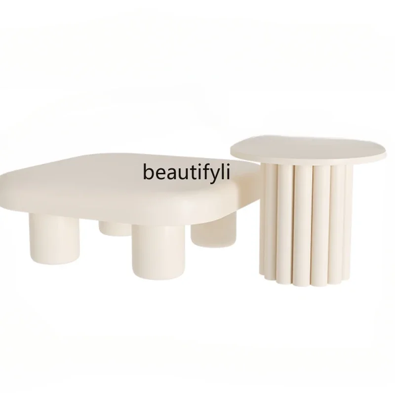 

S Cream Style Square Living Room Home Small Apartment Modern Minimalist Slightly Luxury Personality Tea Table Combination