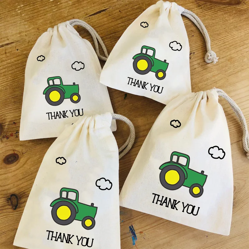 5pcs thank you candy gift Bags Tractor Farm farmhouse Cowboy Country Theme kid boy birthday Party baby shower decoration Favor