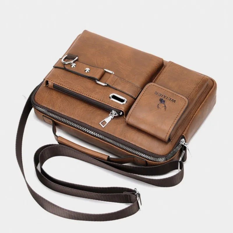 Bolsa de ombro de couro PU vintage para homens, bolsa crossbody masculina Messenger Bag Sling de viagem Bolsa de alta qualidade