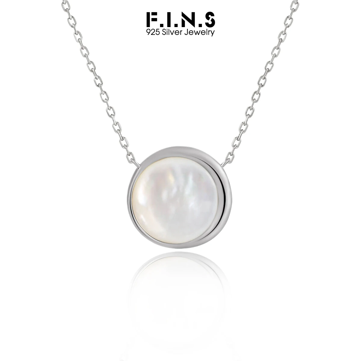 

F.I.N.S Round Natural Shell S925 Sterling Silver Necklace for Women Minimalist Geometric Pendants For Decoration Fine Jewelry