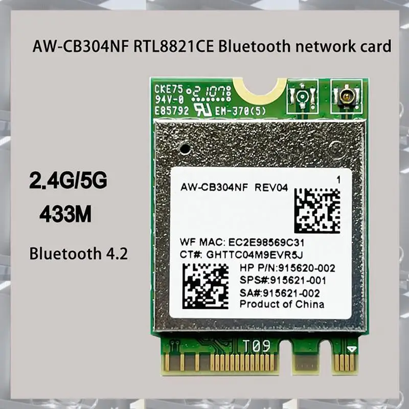 

Лидер продаж-5X AW-CB304NF RTL8821CE Беспроводная сетевая карта 2,4G/5G Двухдиапазонный Bluetooth 4,2 433 Мбит/с 802.11AC Ноутбук IPC Сеть Ca