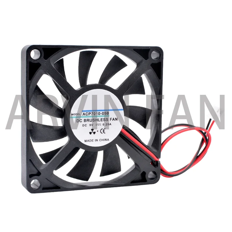 ACP7010-Ventilateur de Refroidissement de Châssis, Alimentation Électrique, Chargeur, Onduleur, 7cm, 70mm, 70x70x10mm, DC 5V, 12V, 24V, 2 Broches, 2 Fils