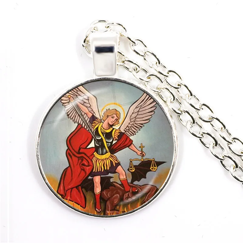 Hot St.Michael Necklace Fashion Protect Me Saint Shield Protection Justice Necklaces Pendants Talisman Christian Holy Gifts