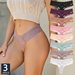 FINETOO 3PCS/Set S-XL Women Sexy Panties G-string Sexy Woman's Underwear Girl Lace Lingerie Female Bikini Lady Thong Intimates