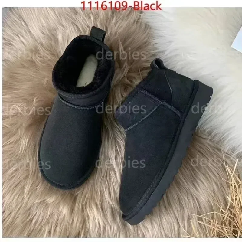 2024 Man and Women Short Boots Real Sheepskin Wool Low-cut Warm Fur Shoes Fur Winter Warm Boots Ladies Snow Boots