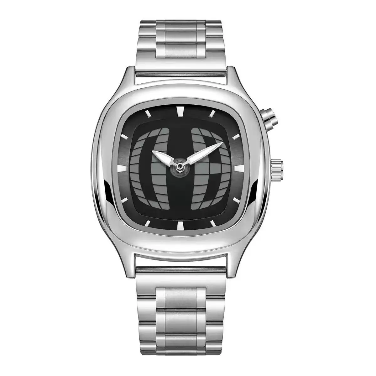 Rote Quarz-Uhr Farbige Quadratische Y2K-Zeiger Zahlen Dual-Display Stahl Personalisierbare Trendige Herrenuhren Business Dynamisches Design Uhr