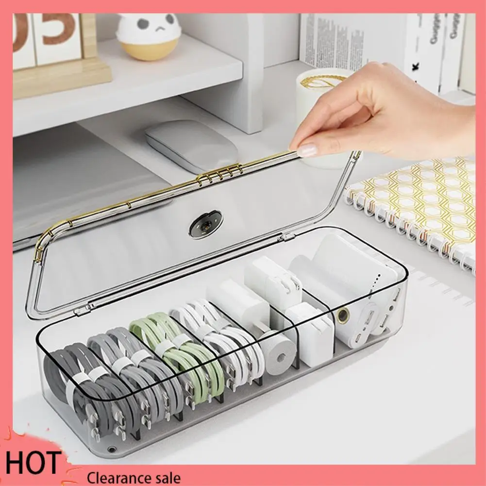 

A88Z Desktop Storage Box Multifunctional Frame Sorting Box Clamshell Design Storage Data Cable Storage Box