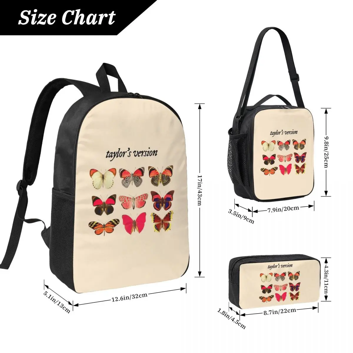 Taylors Version Backpack Boys Girls BookBag School Bag Laptop Shoulder Bags 3ps Insulated Lunch Bag Pencil Case
