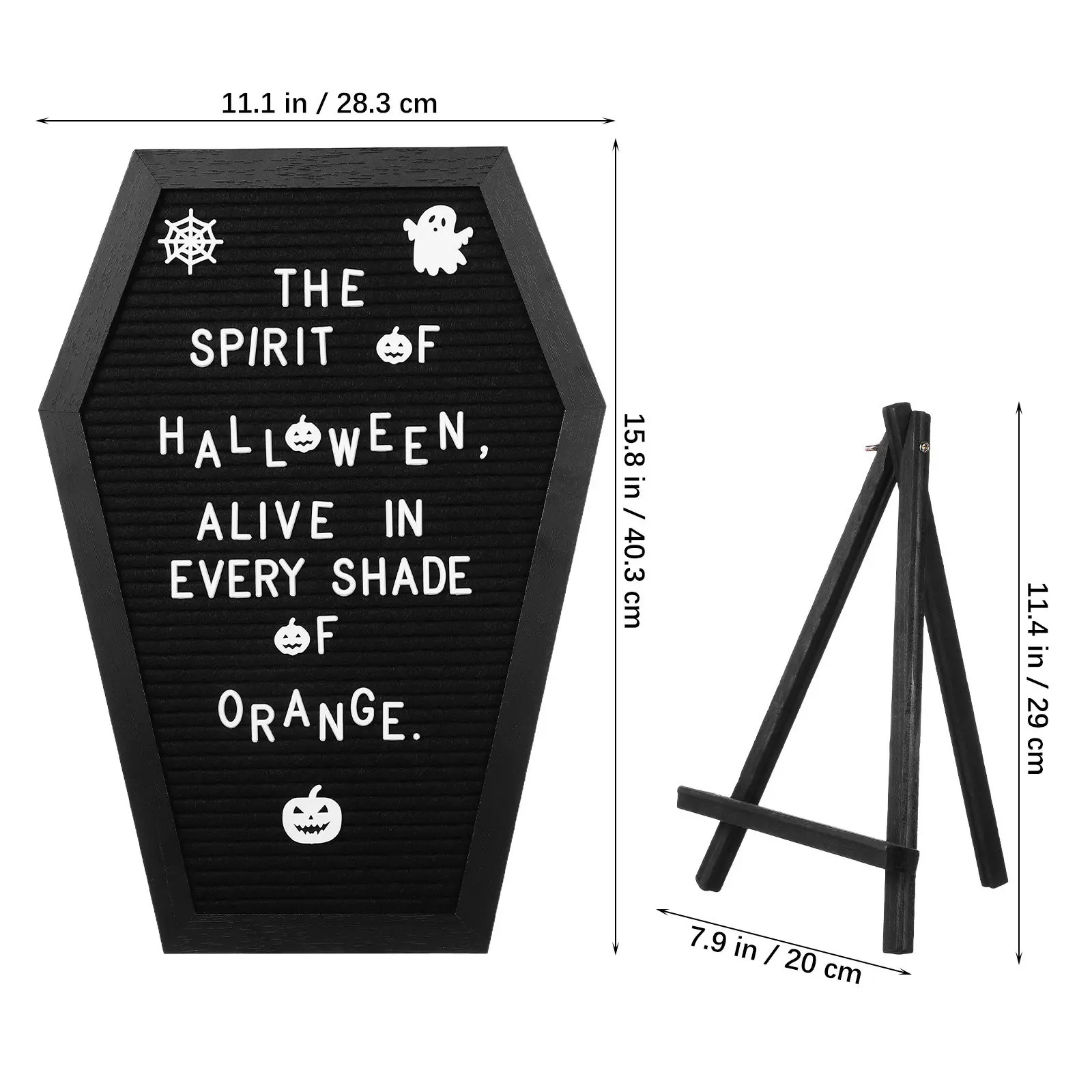 1Set Wooden Frame Coffin Letter Board Felt Message Board Spooky Halloween Home Office Party Decor Coffin Decor