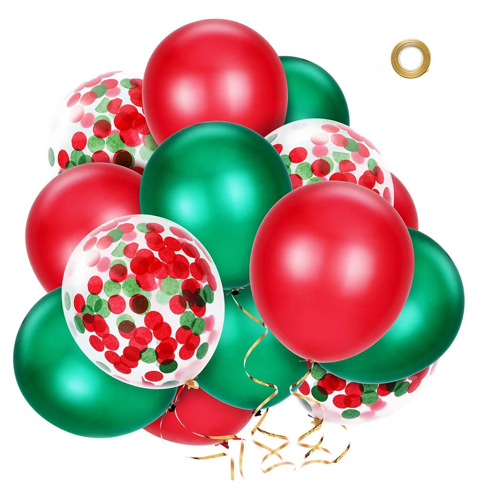 

12Pcs Vibrant Color Christmas Balloons Set Chic Balloons for Festive Atmosphere and Gatherings Party Supplies with Ribbon
