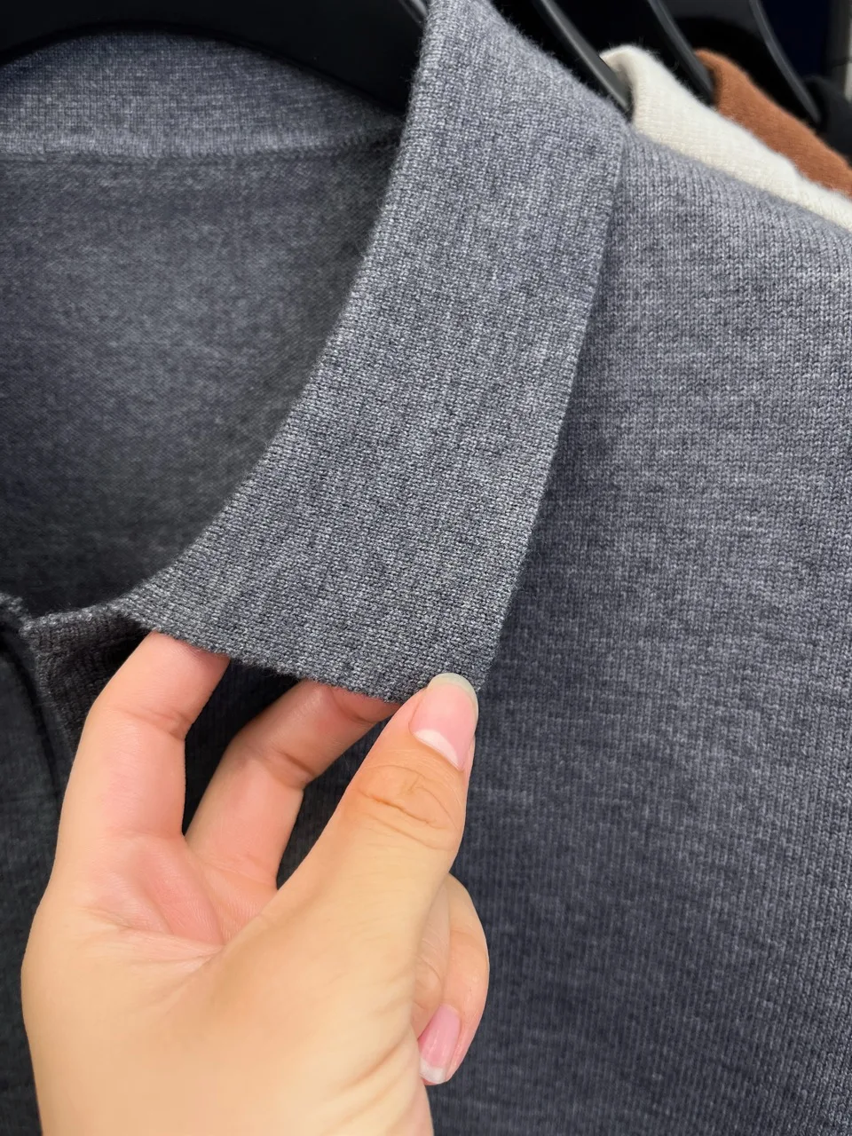 Herren Wollmischung Polo-Pullover Schwergewichtiger Warmer Strickpullover Anti-Pilling Weicher Griff Langarm-Pullover Herbst Winter – Detail 17