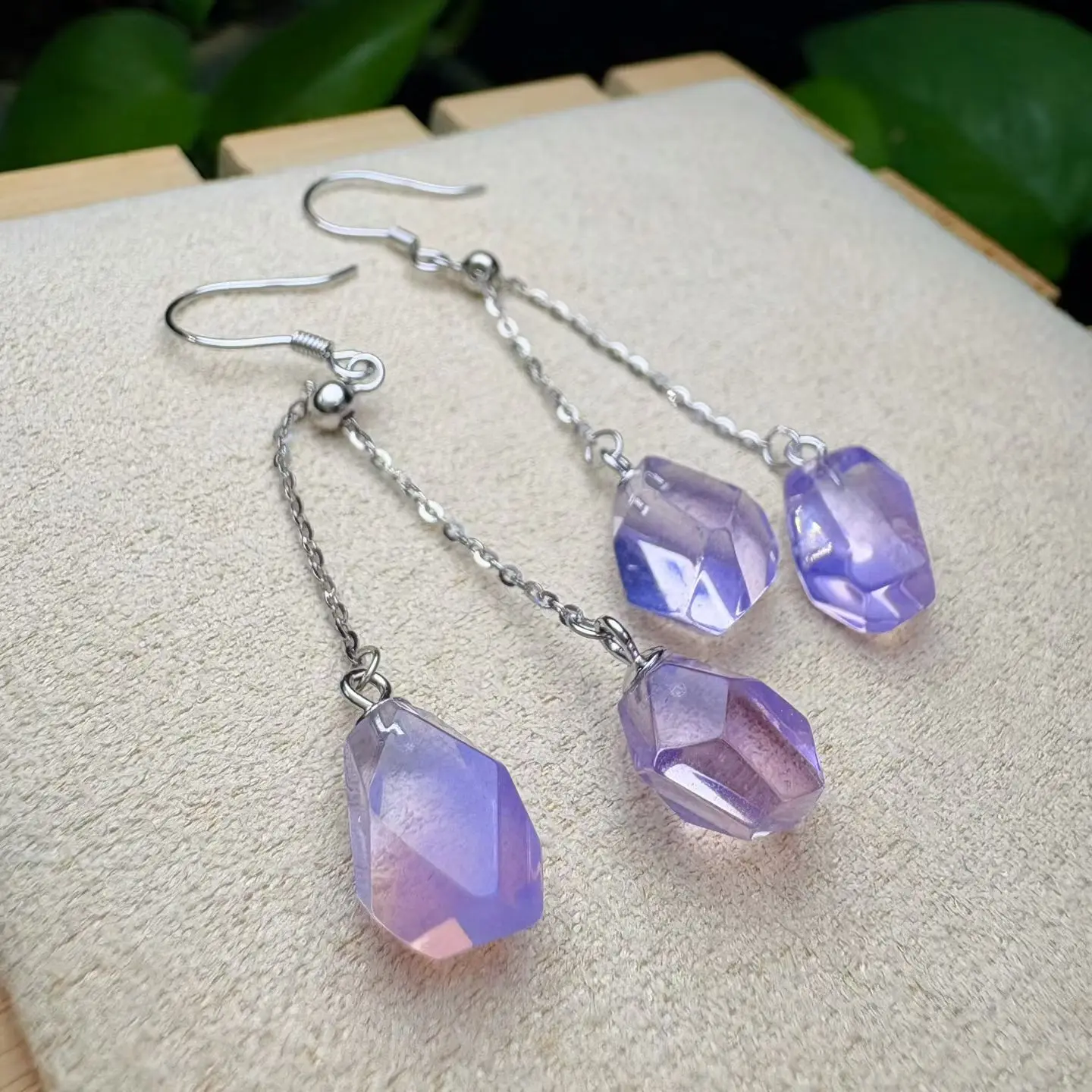 1Pair Fengbaowu Natural Amethyst Purple Jade Quartz Earring Irregular Shape 925 Sterling Silver Reiki Healing Stone Jewelry Gift