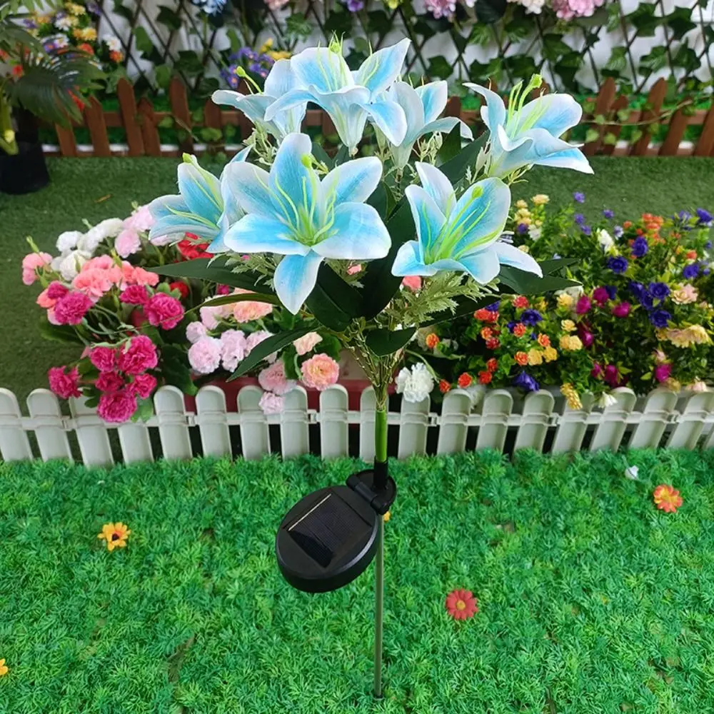 Outdoor Solar Lily Flower Light New 7 Heads Atmosphere Light Garden Landscape Lamp Flower Night Lights Home Decorative Lawn Lamp