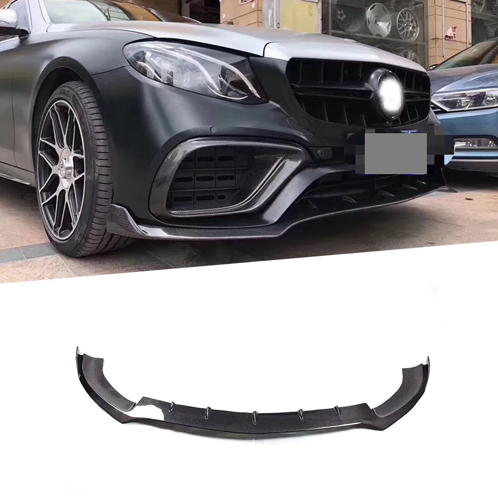 

For B Style E Class Carbon Fiber Front Bumper Lip Spoiler Splitters For Mercedes Benz W213 E63 AMG 2017-2019 Body Kit Tuning