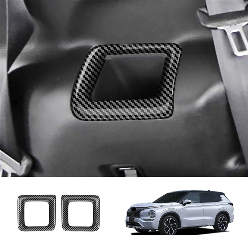 Car Rear second Row Water Cup Holder Decoration Frame Cover Trim for Mitsubishi Outlander 2022 2023 Carbon Fiber