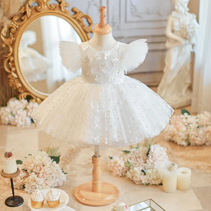 

Baby girls high-end one year birthday princess dress Fashionable elegant girl Piano performance dress Light luxury Western style