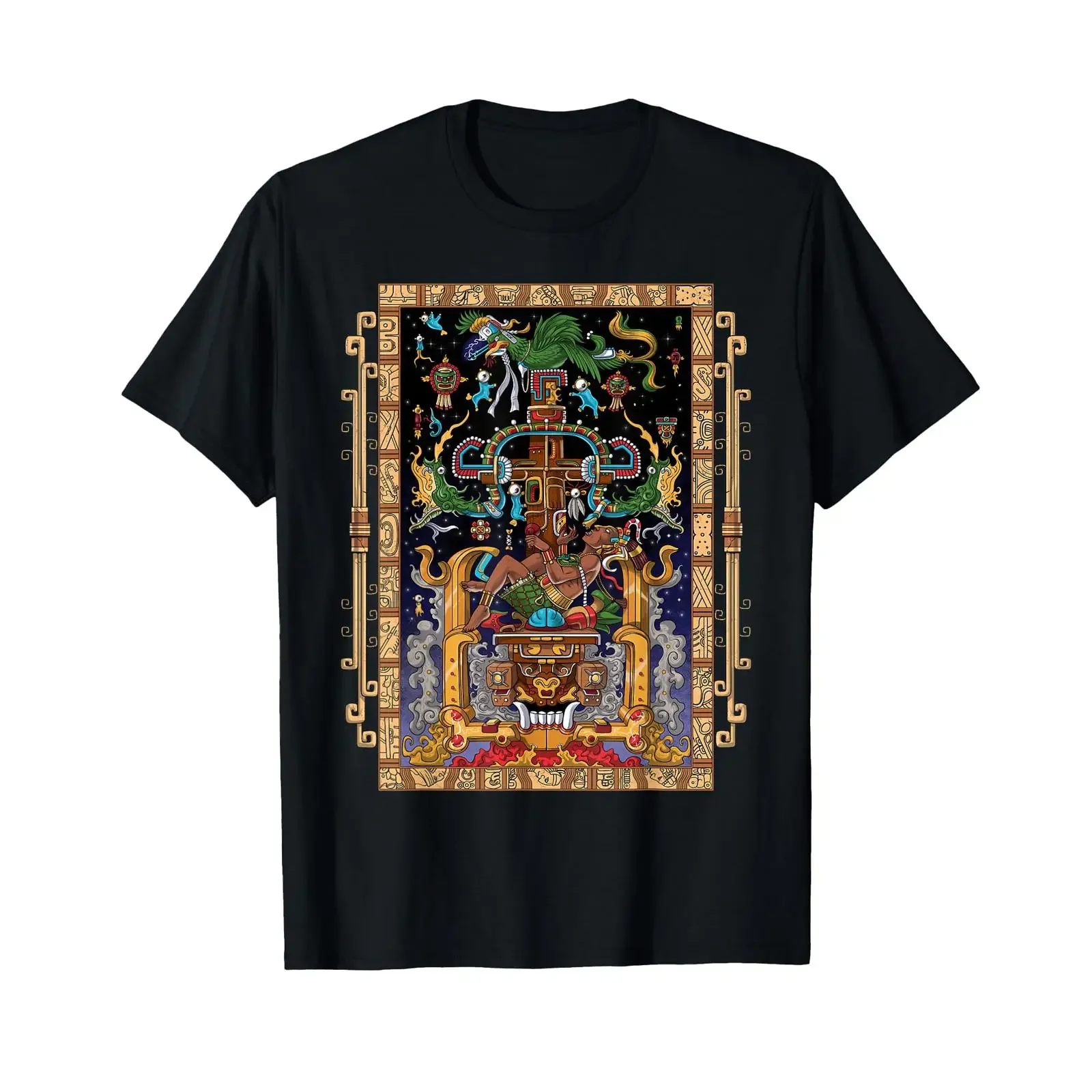Ancient Maya Civilization King Pakal Aztec Mythology T Shirt vintage Washed streetwear Breathable Unisex Slightly Comfortable