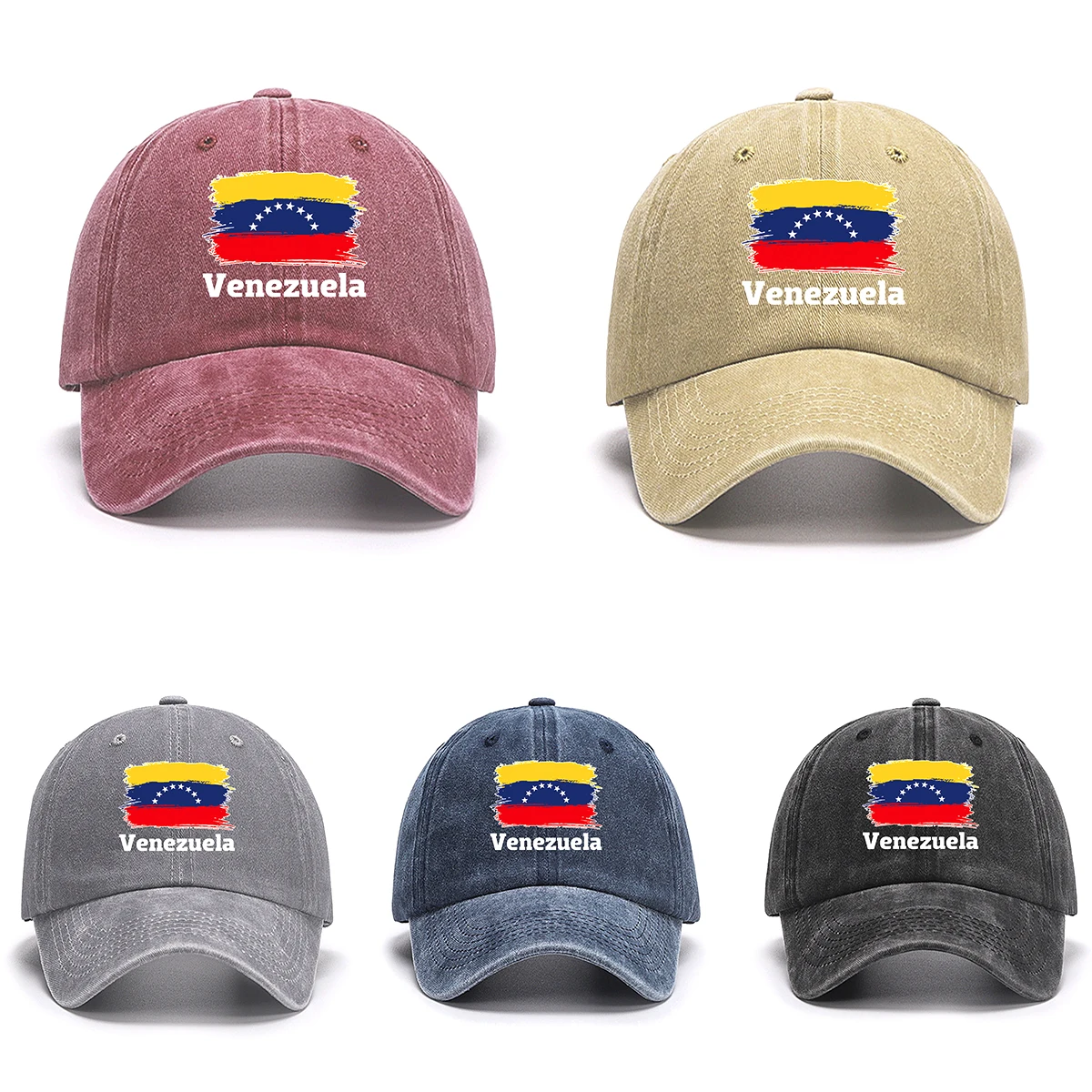 Venezuela Flag Print Baseball Caps Hat Curved Brim Golf Unisex Fit Washed Cotton Baseball Caps For One Size Fits All Outdoor Hat