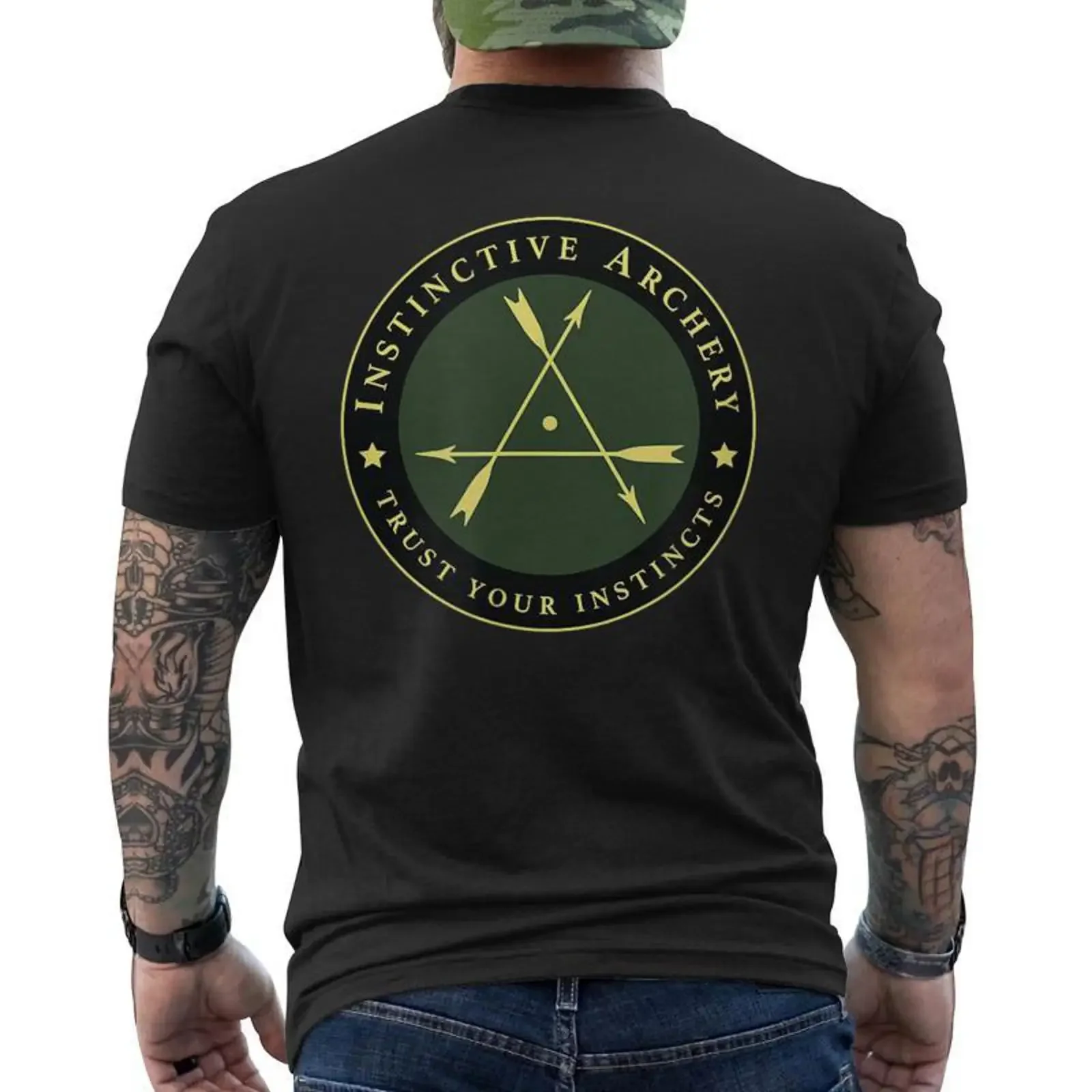 Archers Instinctifs T shirt imprimé au dos Cadeauxyz vintage Washed Stretched designer clothes Unisex Casual fashion